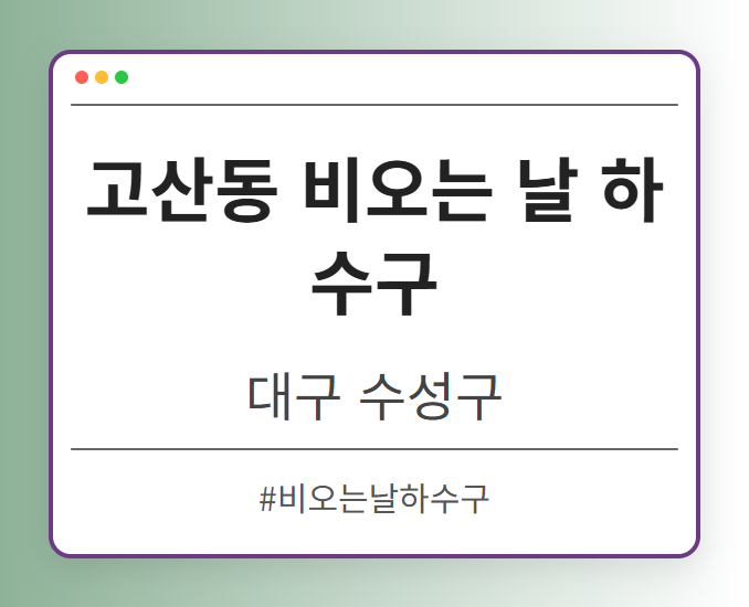 고산동 비오는 날 하수구 - 대구 수성구 고산동 비오는 날 하수구 전문업체