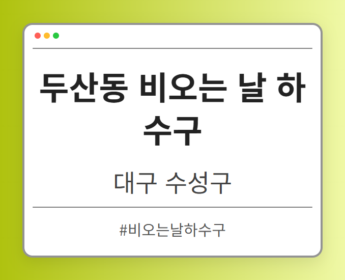 두산동 비오는 날 하수구 - 대구 수성구 두산동 비오는 날 하수구 전문업체