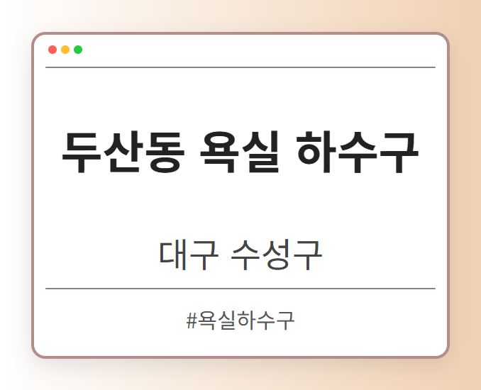 두산동 욕실 하수구 - 대구 수성구 두산동 욕실 하수구 전문업체
