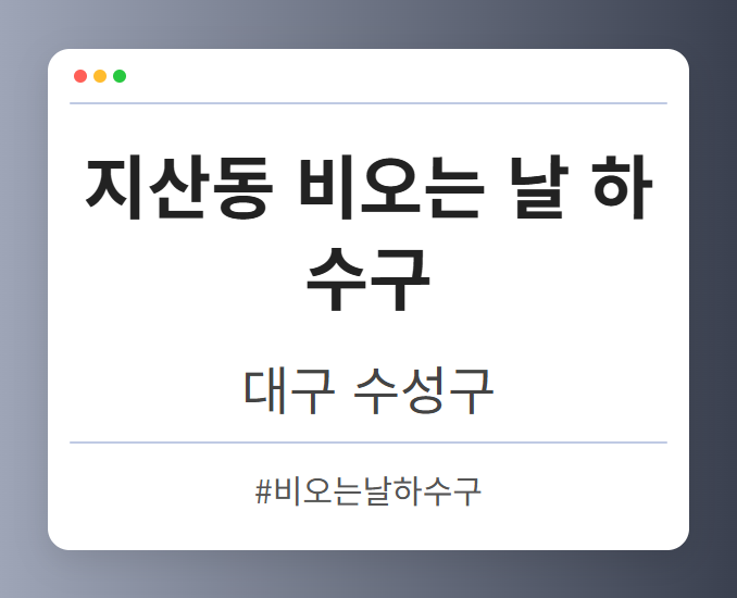 지산동 비오는 날 하수구 - 대구 수성구 지산동 비오는 날 하수구 전문업체