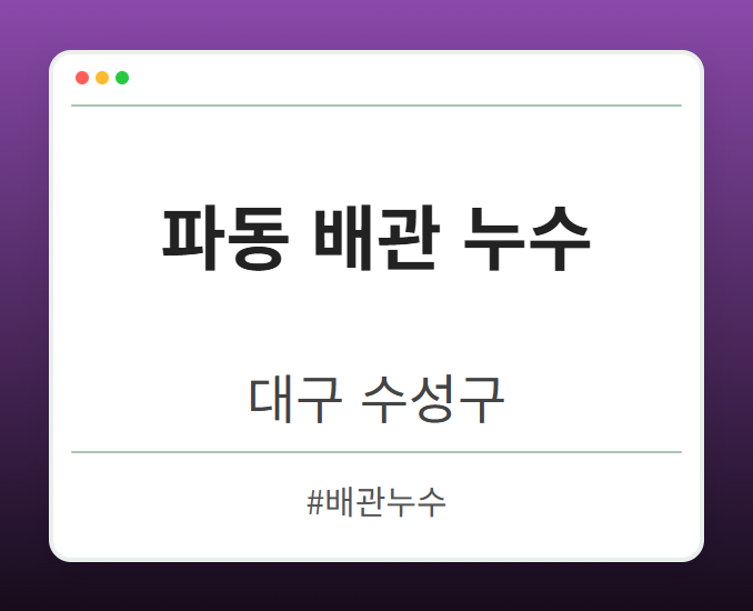 파동 배관 누수 - 대구 수성구 파동 배관 누수 전문업체