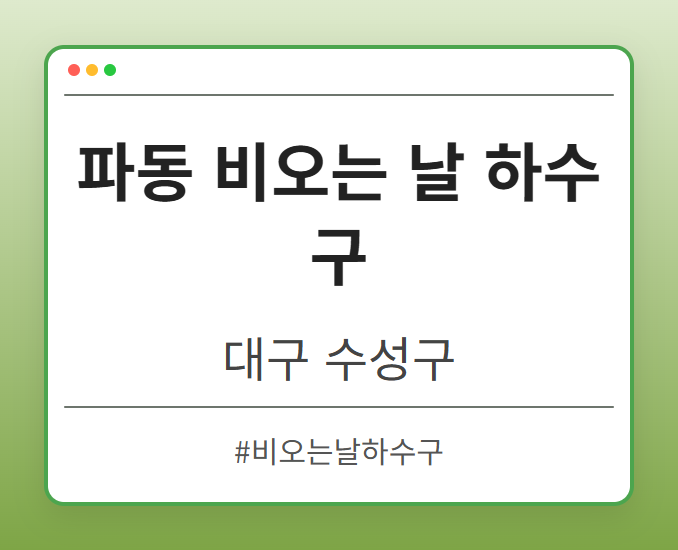 파동 비오는 날 하수구 - 대구 수성구 파동 비오는 날 하수구 전문업체
