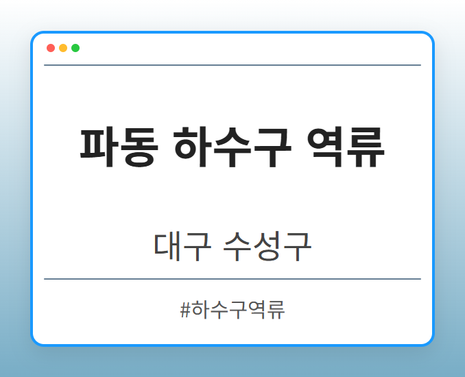 파동 하수구 역류 - 대구 수성구 파동 하수구 역류 전문업체