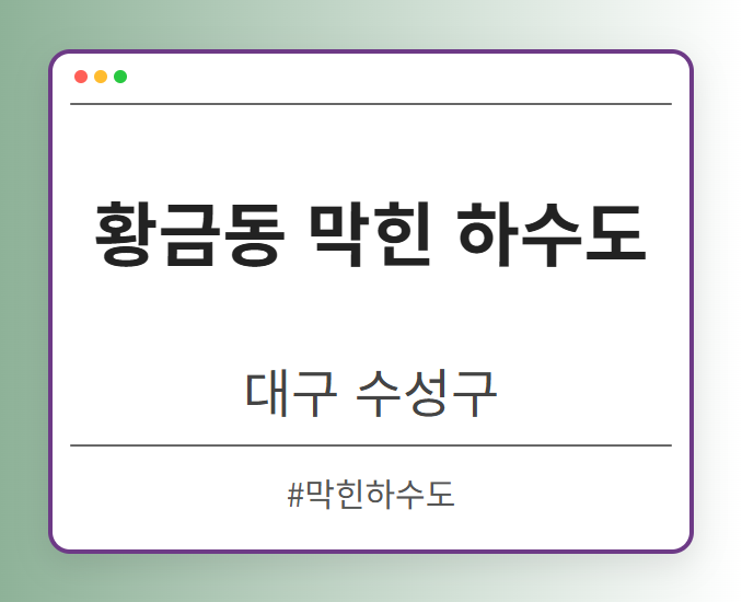 황금동 막힌 하수도 - 대구 수성구 황금동 막힌 하수도 전문업체