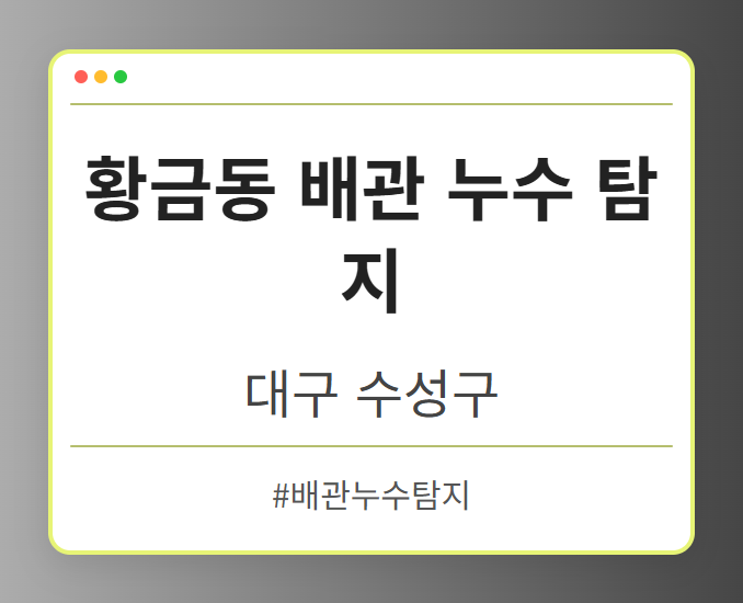 황금동 배관 누수 탐지 - 대구 수성구 황금동 배관 누수 탐지 전문업체