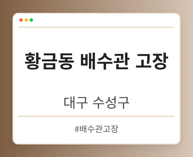 황금동 배수관 고장 - 대구 수성구 황금동 배수관 고장 전문업체