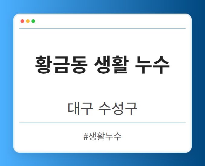 황금동 생활 누수 - 대구 수성구 황금동 생활 누수 전문업체