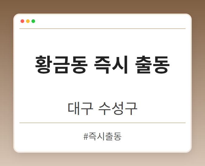 황금동 즉시 출동 - 대구 수성구 황금동 즉시 출동 전문업체
